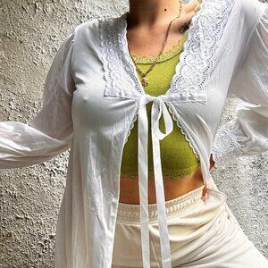 Lace blouse white +  green top